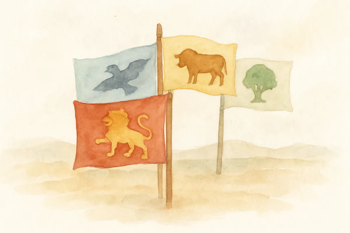 Did every tribe have their own flag or was there 4 flags each for the groups of 3